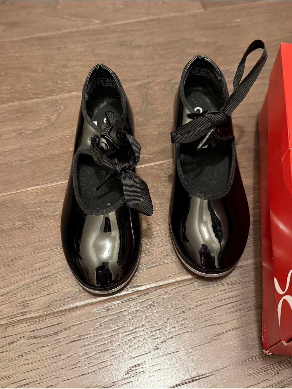 Capezio Black Patent Mary Jane Tap Shoes with Grosgrain Ribbon